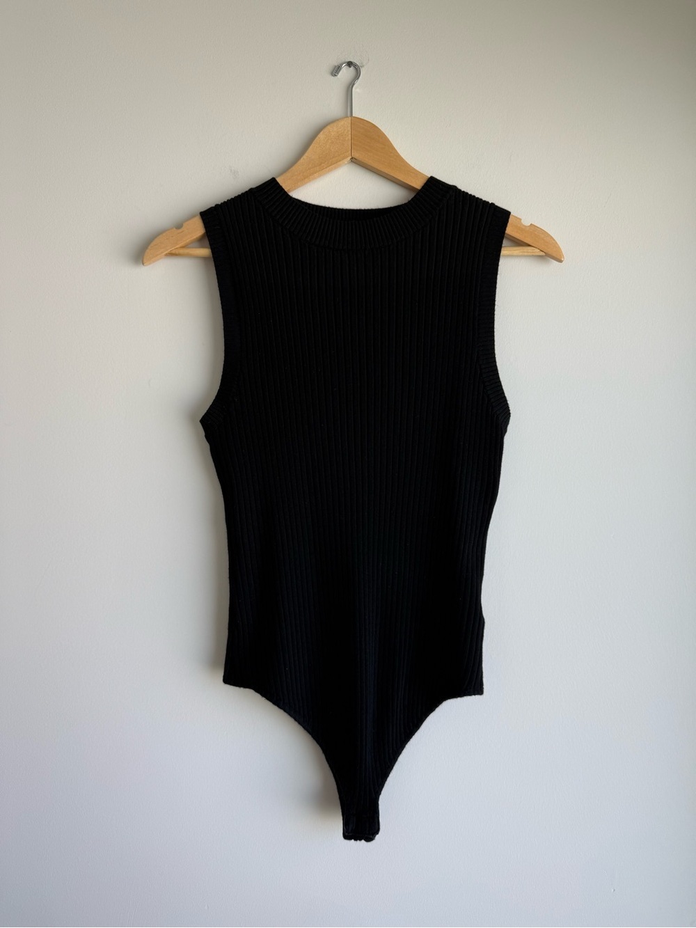 Altar’d State Ribbed Black Bodysuit Sleeveless High Neck Size Large